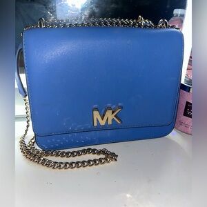 Blue Leather Crossbody Bag